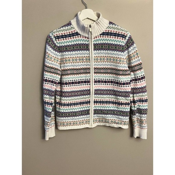 Vintage Jones NY Country Full Zip Striped Knit Sweater Size L - Picture 1 of 8